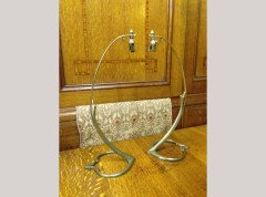 WAS Benson. A pair of brass swan table lamps with heart shaped bases. - Thumbnail 2