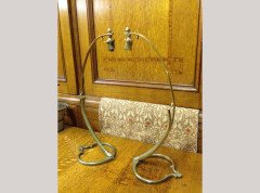 WAS Benson. A pair of brass swan table lamps with heart shaped bases. - Thumbnail 3