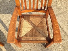 Arthur Simpson. An armchair with shaped back and original ratten drop - Thumbnail 12
