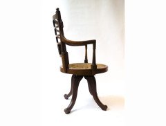 E W Godwin for William Watt. A Jacobean or Old English office swivel armchair - Thumbnail 2