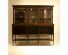 E W Godwin for Collinson and Lock. An eight leg Anglo-Japanese sideboard with brass sabots - Thumbnail 1