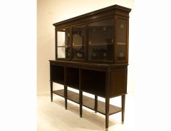 E W Godwin for Collinson and Lock. An eight leg Anglo-Japanese sideboard with brass sabots - Thumbnail 2