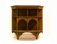 E W Godwin for Collinson and Lock. A fine set of hanging oak wall shelves - Thumbnail 1