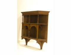 E W Godwin for Collinson and Lock. A fine set of hanging oak wall shelves - Thumbnail 2