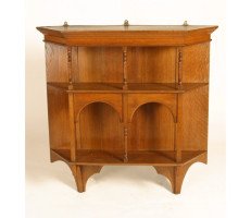 E W Godwin for Collinson and Lock. A fine set of hanging oak wall shelves - Thumbnail 4