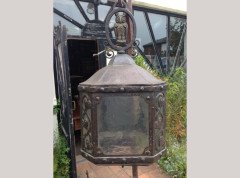 An Arts and Crafts hand forged iron lantern - Thumbnail 1