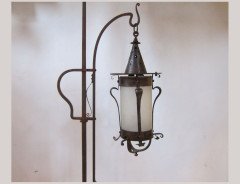An Arts and Crafts adjustable iron standard lamp - Thumbnail 3