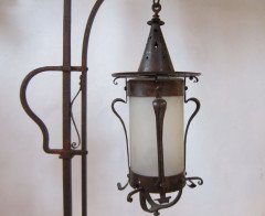 An Arts and Crafts adjustable iron standard lamp - Thumbnail 4