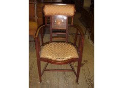 G M Ellwood for J S Henry.  A mahogany armchair with fruitwood and Mother of Pearl inlays - Thumbnail 1