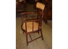 G M Ellwood for J S Henry.  A mahogany armchair with fruitwood and Mother of Pearl inlays - Thumbnail 2