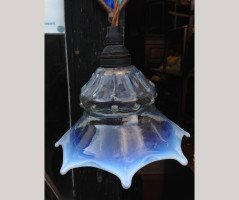 A pair of Arts and Crafts copper wall lights with peacock blue enamel heart shaped back plates. - Thumbnail 7