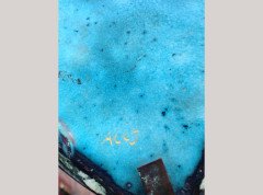 A pair of Arts and Crafts copper wall lights with peacock blue enamel heart shaped back plates. - Thumbnail 9