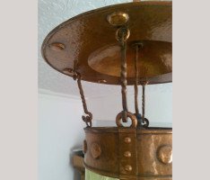 An impressive centre lantern with floral vaseline shade - Thumbnail 5