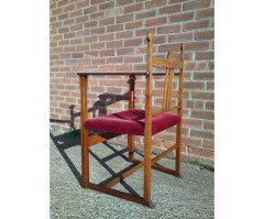 J S Henry (attributed). An Arts and Crafts armchair with stylised floral inlays - Thumbnail 6