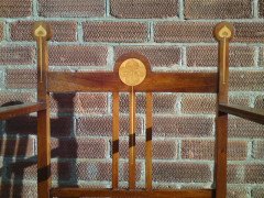 J S Henry (attributed). An Arts and Crafts armchair with stylised floral inlays - Thumbnail 8