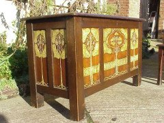 Edwin B Joliffe. A stunning Arts and Crafts stained wood and Gesso cabinet - Thumbnail 3