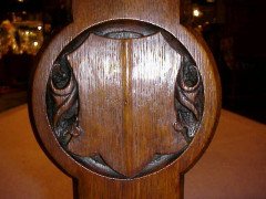 A W N Pugin for Gillows. A Gothic Revival two drawer leather writing table - Thumbnail 4