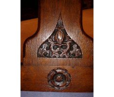 A W N Pugin for Gillows. A Gothic Revival two drawer leather writing table - Thumbnail 5