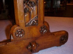 A W N Pugin for Gillows. A Gothic Revival two drawer leather writing table - Thumbnail 8