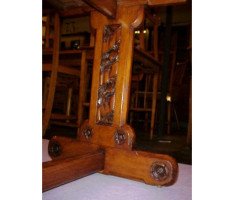A W N Pugin for Gillows. A Gothic Revival two drawer leather writing table - Thumbnail 9