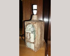 A large Troika 1960/70's stoneware table lamp signed to the base AB for Alison Bridgen who was the senior decorator at Troika. - Thumbnail 6