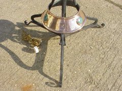 A Glasgow school wrought iron and copper standard lamp - Thumbnail 4
