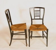 E W Godwin for William Watt. A set of four Anglo-Japanese ebonised rush seated chairs - Thumbnail 5