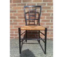 E W Godwin for William Watt. A set of four Anglo-Japanese ebonised rush seated chairs - Thumbnail 6