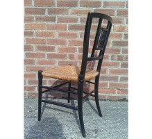 E W Godwin for William Watt. A set of four Anglo-Japanese ebonised rush seated chairs - Thumbnail 8