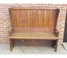 George Walton. A rare and important Arts and Crafts Glasgow School oak settle - Thumbnail 1