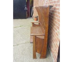 George Walton. A rare and important Arts and Crafts Glasgow School oak settle - Thumbnail 2