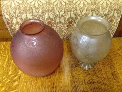 Victorian Cranberry Acid-Etched Globe Shade and Opal Etched Tulip Shade c.1890 - Thumbnail 9