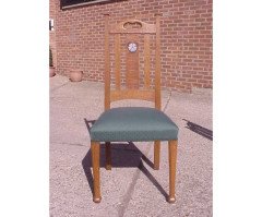 G M Ellwood for J S Henry. A set of six Arts and Crafts oak dining chairs inlaid with pewter and Ebony hearts - Thumbnail 5