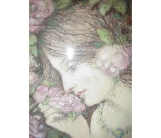 George Logan. A beautiful charcol picture painted called Lady with roses - Thumbnail 5