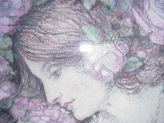 George Logan. A beautiful charcol picture painted called Lady with roses - Thumbnail 6