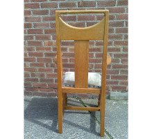 G M Ellwood for J S Henry. A rare and important Arts and Crafts oak armchair and matching side chair - Thumbnail 6