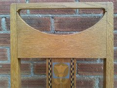 G M Ellwood for J S Henry. A rare and important Arts and Crafts oak armchair and matching side chair - Thumbnail 8