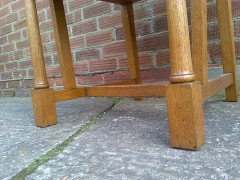 G M Ellwood for J S Henry. A rare and important Arts and Crafts oak armchair and matching side chair - Thumbnail 17