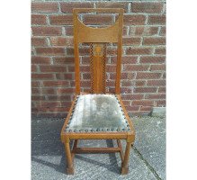 G M Ellwood for J S Henry. A rare and important Arts and Crafts oak armchair and matching side chair - Thumbnail 19