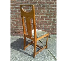 G M Ellwood for J S Henry. A rare and important Arts and Crafts oak armchair and matching side chair - Thumbnail 20