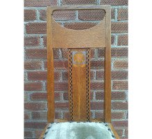 G M Ellwood for J S Henry. A rare and important Arts and Crafts oak armchair and matching side chair - Thumbnail 21