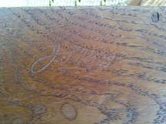 G M Ellwood for J S Henry. A rare and important Arts and Crafts oak armchair and matching side chair - Thumbnail 27