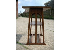 G M Ellwood for J S Henry. A matching pair of architectural Arts and Crafts oak side tables (only one shown) - Thumbnail 4