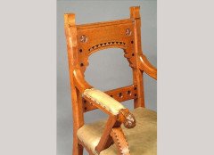 Charles Bevan for Marsh Jones and Cribb. A Reformed Gothic oak elbow chair and matching side chair - Thumbnail 2