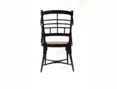 E W Godwin for William Watt. A rare pair of Old English or Jacobean ebonised curved back elbow chair - Thumbnail 3