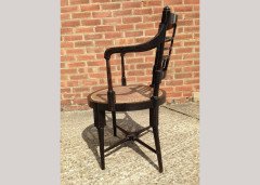 E W Godwin for William Watt. A rare pair of Old English or Jacobean ebonised curved back elbow chair - Thumbnail 10