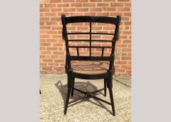 E W Godwin for William Watt. A rare pair of Old English or Jacobean ebonised curved back elbow chair - Thumbnail 11