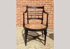 E W Godwin for William Watt. A rare pair of Old English or Jacobean ebonised curved back elbow chair - Thumbnail 13