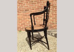 E W Godwin for William Watt. A rare pair of Old English or Jacobean ebonised curved back elbow chair - Thumbnail 14
