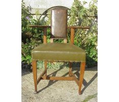 George Walton. A rare Glasgow School oak and leather 'Abingdon' armchair - Thumbnail 1
